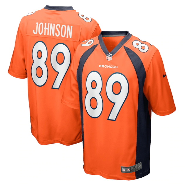 mens nike brandon johnson orange denver broncos game player jersey